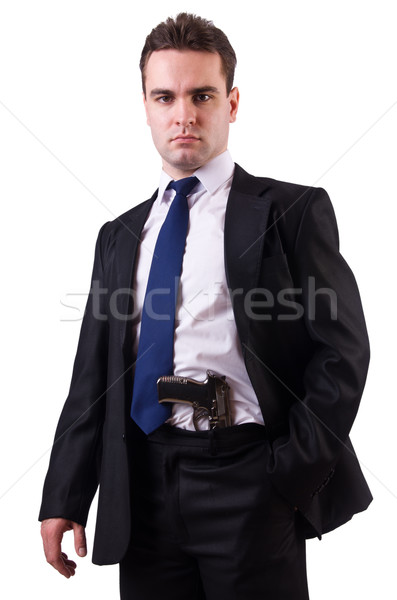 Geschäftsmann gun isoliert weiß Hand Mann Stock foto © Elnur