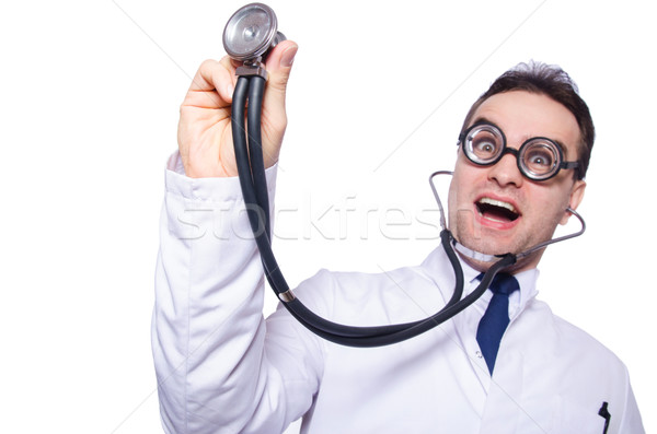 Funny Arzt isoliert weiß Krankenhaus Medizin Stock foto © Elnur