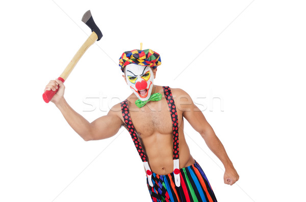 Clown with axe isolated on white Stock photo © Elnur