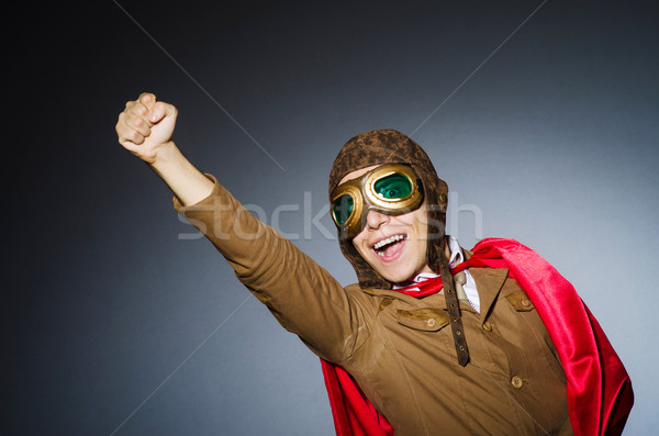 Funny pilot with goggles and helmet Stock photo © Elnur