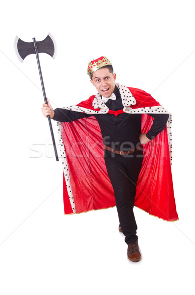 Funny king with axe isolated on white Stock photo © Elnur