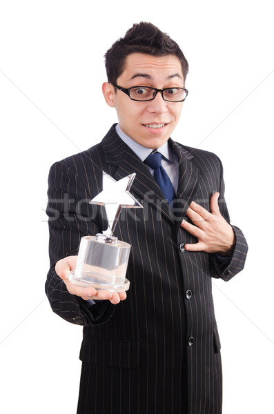 Funny guy receiving award on white Stock photo © Elnur