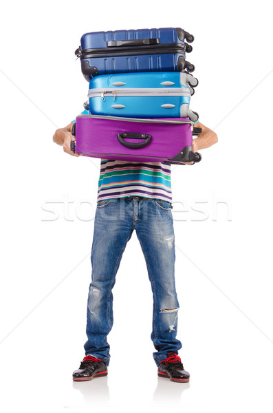 Podróży wakacje bagażu biały szczęśliwy tle Zdjęcia stock © Elnur