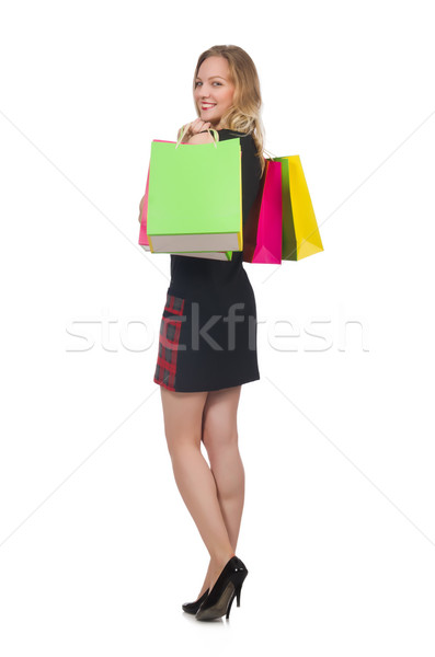 Woman after shopping spree on white Stock photo © Elnur