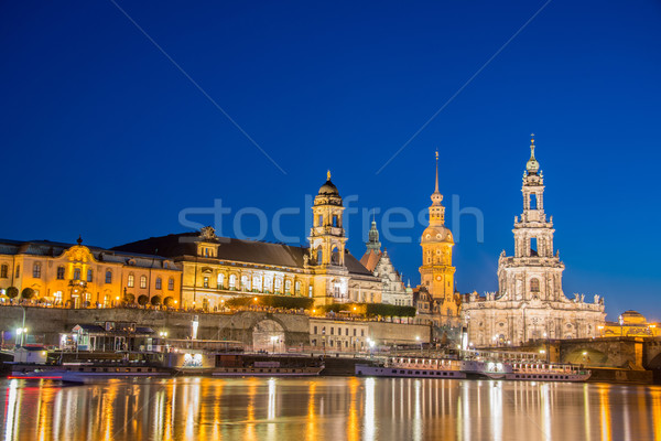 Dresden skyline at night near river Stock photo © Elnur