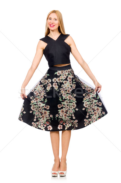 Woman in floral dark skirt isolated on white Stock photo © Elnur