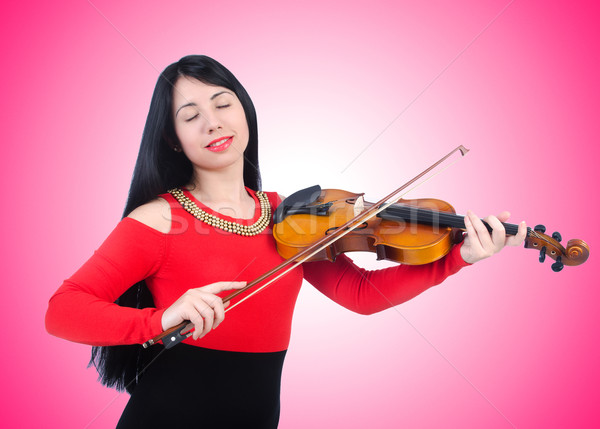 Foto d'archivio: Giovane · ragazza · violino · bianco · donna · concerto · suono