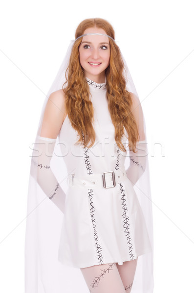 Pretty lady in light charming dress isolated on white Stock photo © Elnur