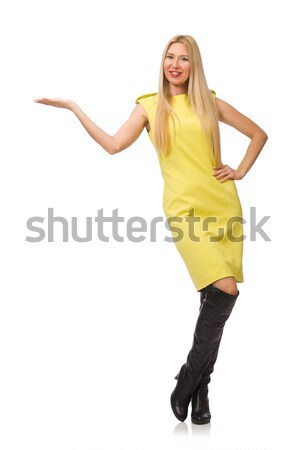 Mooie eerlijke meisje Geel jurk geïsoleerd Stockfoto © Elnur