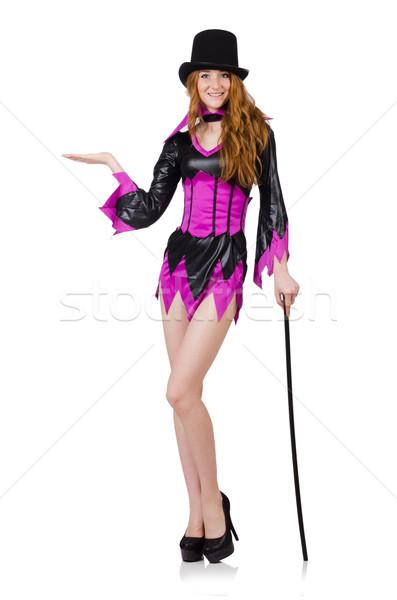 Stock photo: Girl in purple masquerade isolated on white