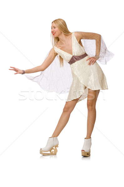 Mulher vestido branco isolado branco menina Foto stock © Elnur