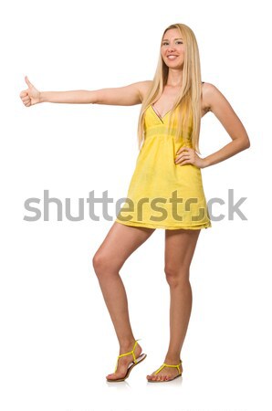 Stockfoto: Kaukasisch · eerlijke · model · Geel · zomer · jurk
