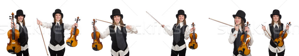 Woman violin player isolated on white Stock photo © Elnur