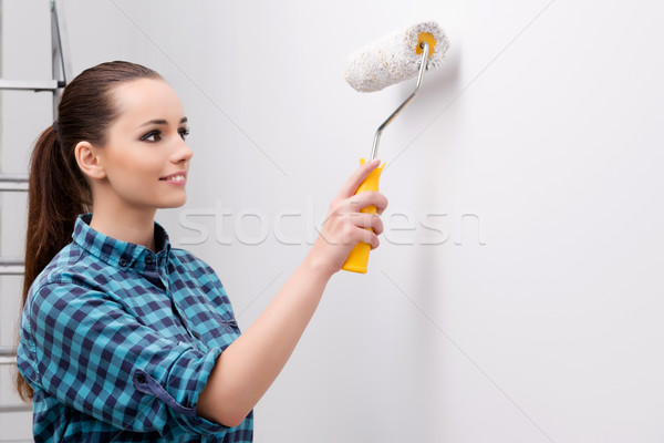 Woman painting house in DIY concept Stock photo © Elnur