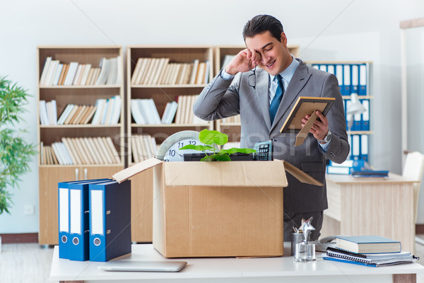 Man moving office with box and his belongings Stock photo © Elnur