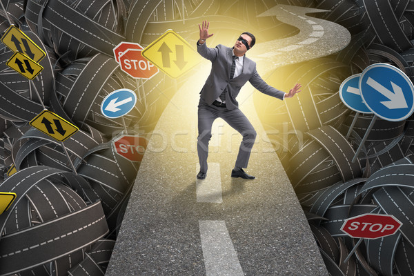Blindfold businessman on the road unsure Stock photo © Elnur