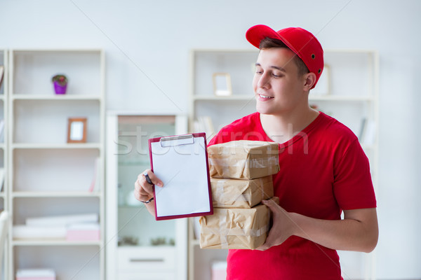 Post Mann Paket Paket Business glücklich Stock foto © Elnur