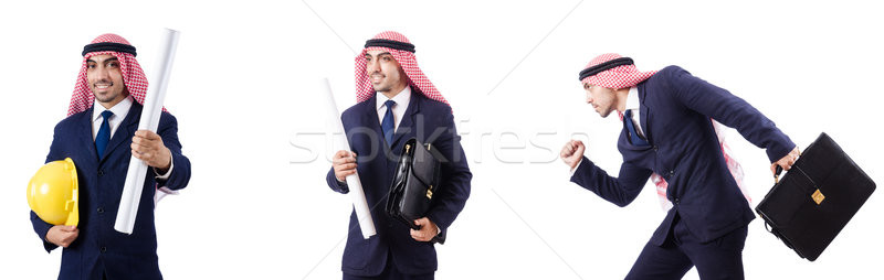 Arab ingenieur tekeningen witte papier zakenman Stockfoto © Elnur