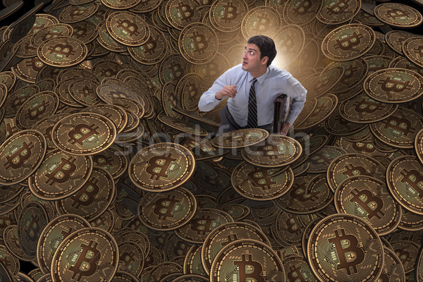 Businessman falling into sinkhole of cryptocurrency bitcoin Stock photo © Elnur