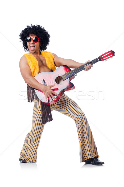 Male guitar player isolated on the white Stock photo © Elnur