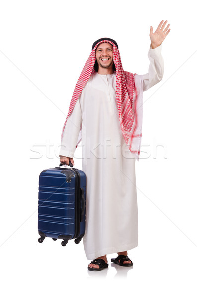 Arab Mann Gepäck weiß Hintergrund Geschäftsmann Stock foto © Elnur