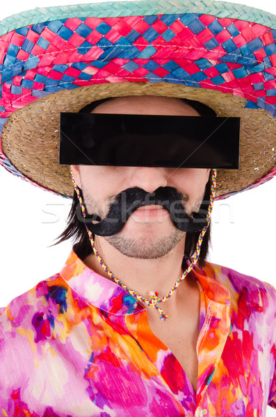 [[stock_photo]]: Drôle · mexican · sombrero · chapeau · homme · lunettes · de · soleil