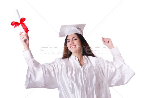 Graduate girl with diploma  isolated on white Stock photo © Elnur