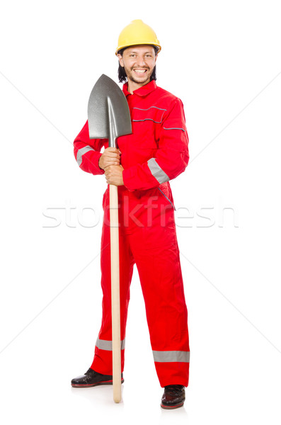Człowiek czerwony szpadel pracy ogród przemysłu Zdjęcia stock © Elnur
