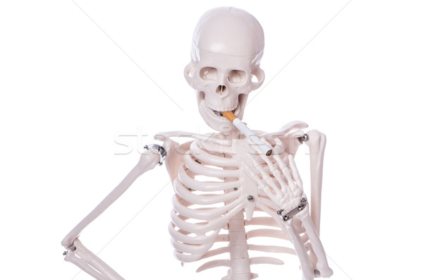 Skeleton smoking cigarette isolated on white Stock photo © Elnur