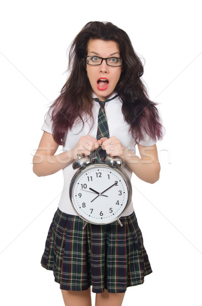 Stockfoto: Student · vermist · deadlines · geïsoleerd · witte · vrouw