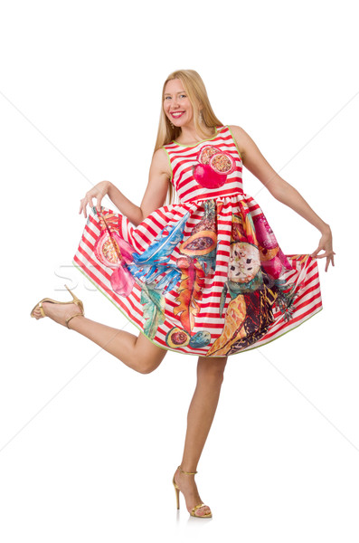 Foto stock: Mulher · jovem · moda · mulher · dança · roupa · branco