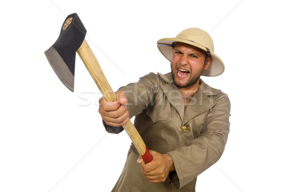 Man with axe isolated on white Stock photo © Elnur