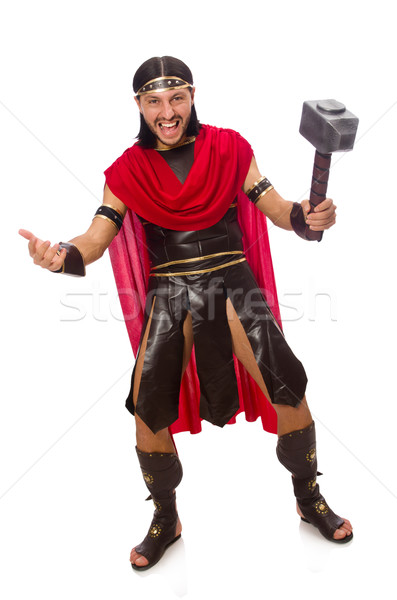 Stock photo: Gladiator with hammer isolated on white
