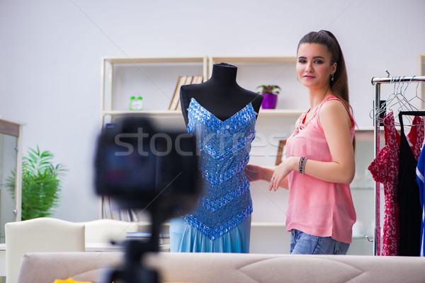Young woman working as fashion blogger vlogger Stock photo © Elnur