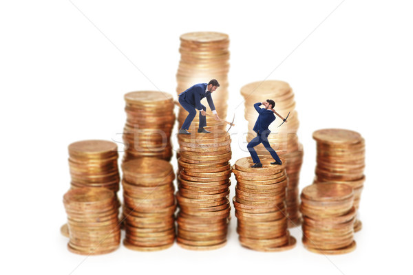 Stock photo: Cryptocurrency concept with businessman mining money