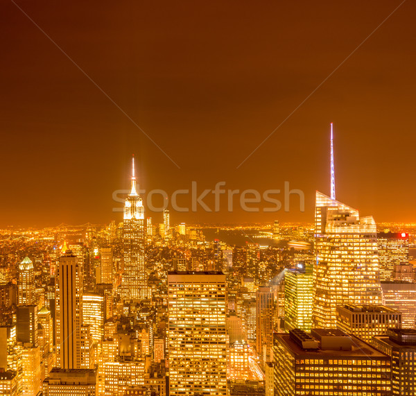 Stockfoto: New · York · Manhattan · zonsondergang · business · hemel