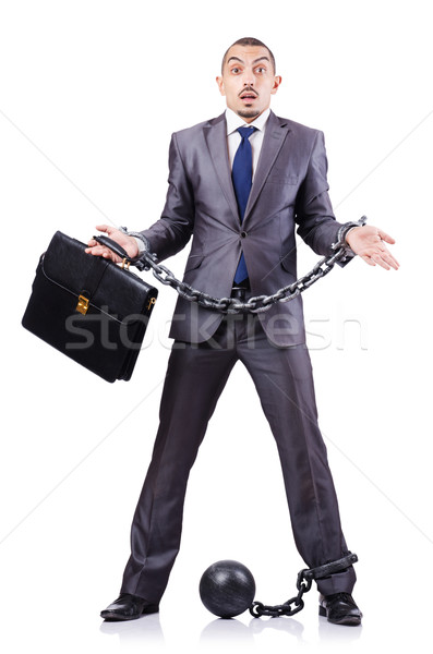 Businessman with shackles on white Stock photo © Elnur