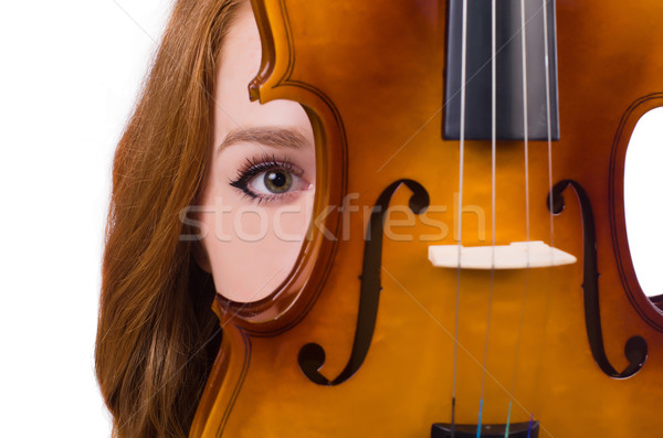 Woman with violin isolated on white Stock photo © Elnur