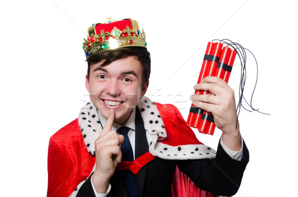 Businessman king with dynamite isolated on white Stock photo © Elnur