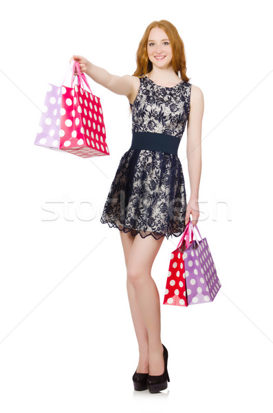 Frau Einkaufstaschen isoliert weiß glücklich Mode Stock foto © Elnur