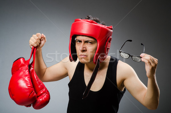 Komik boksör kırmızı eldiven karanlık el Stok fotoğraf © Elnur