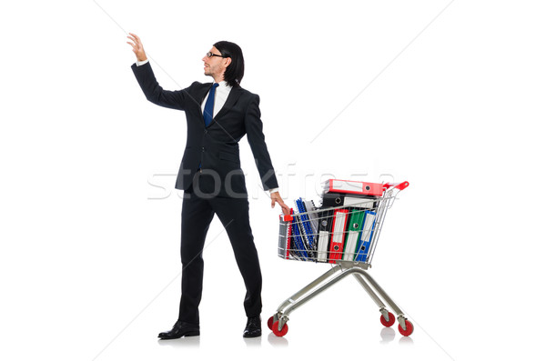 Foto stock: Hombre · negocios · carpetas · aislado · hombre · blanco · blanco