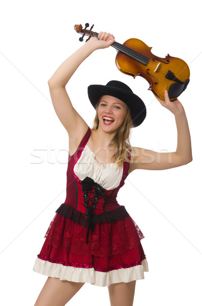 Foto stock: Jovem · violino · jogador · isolado · branco · arte