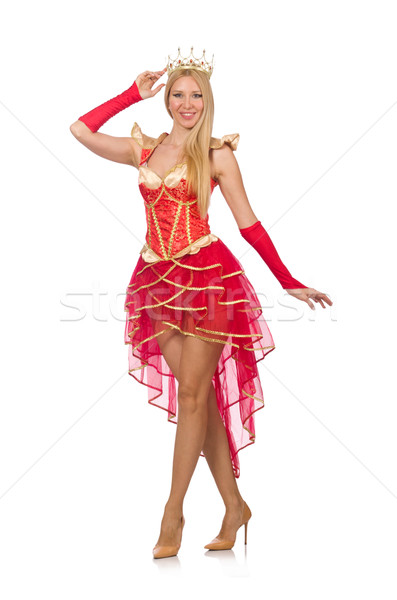 Königin roten Kleid isoliert weiß Frau Anzug Stock foto © Elnur