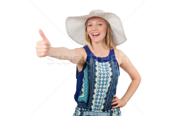 Woman giving thumbs up isolated on white Stock photo © Elnur