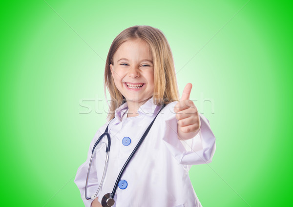 Foto stock: Little · girl · médico · traje · menina · bebê · sorrir