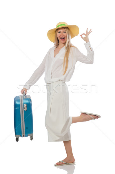 Woman in travelling concept on white Stock photo © Elnur