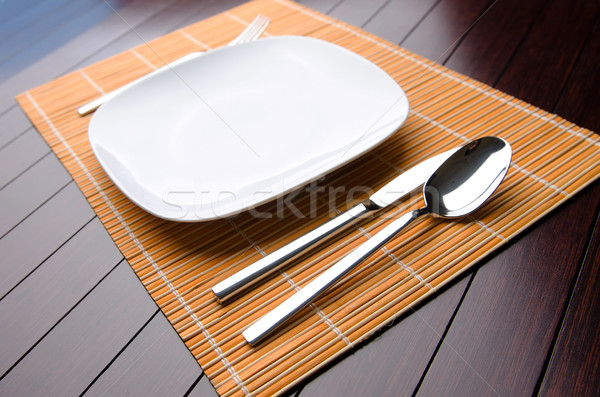 Tabelle Besteck serviert Tisch Abendessen Essen Stock foto © Elnur
