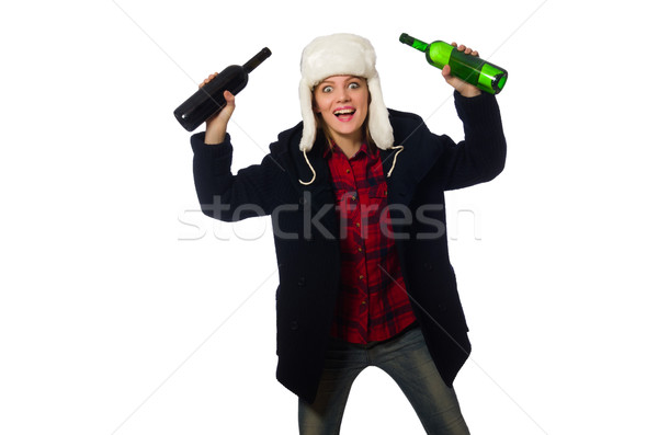 Woman with hat in funny concept Stock photo © Elnur