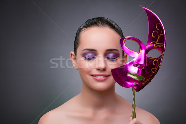Fiatal nő karnevál maszk buli háttér művészet Stock fotó © Elnur